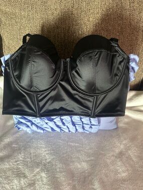 Black Longline Bustier Bra Sz L- Women Intimates by Auden. NWT